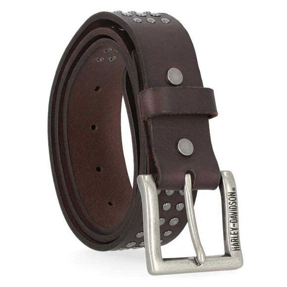 Harley-Davidson Men's Belt Size 42 Brown Triple Row Studded Genuine Leather Belt - Picture 3 of 3